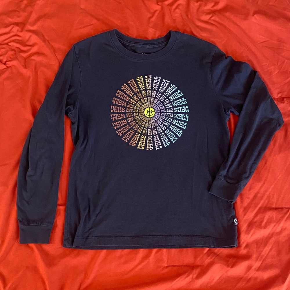 Vans Navy Long Sleeve Tee with Multicolor Graphic